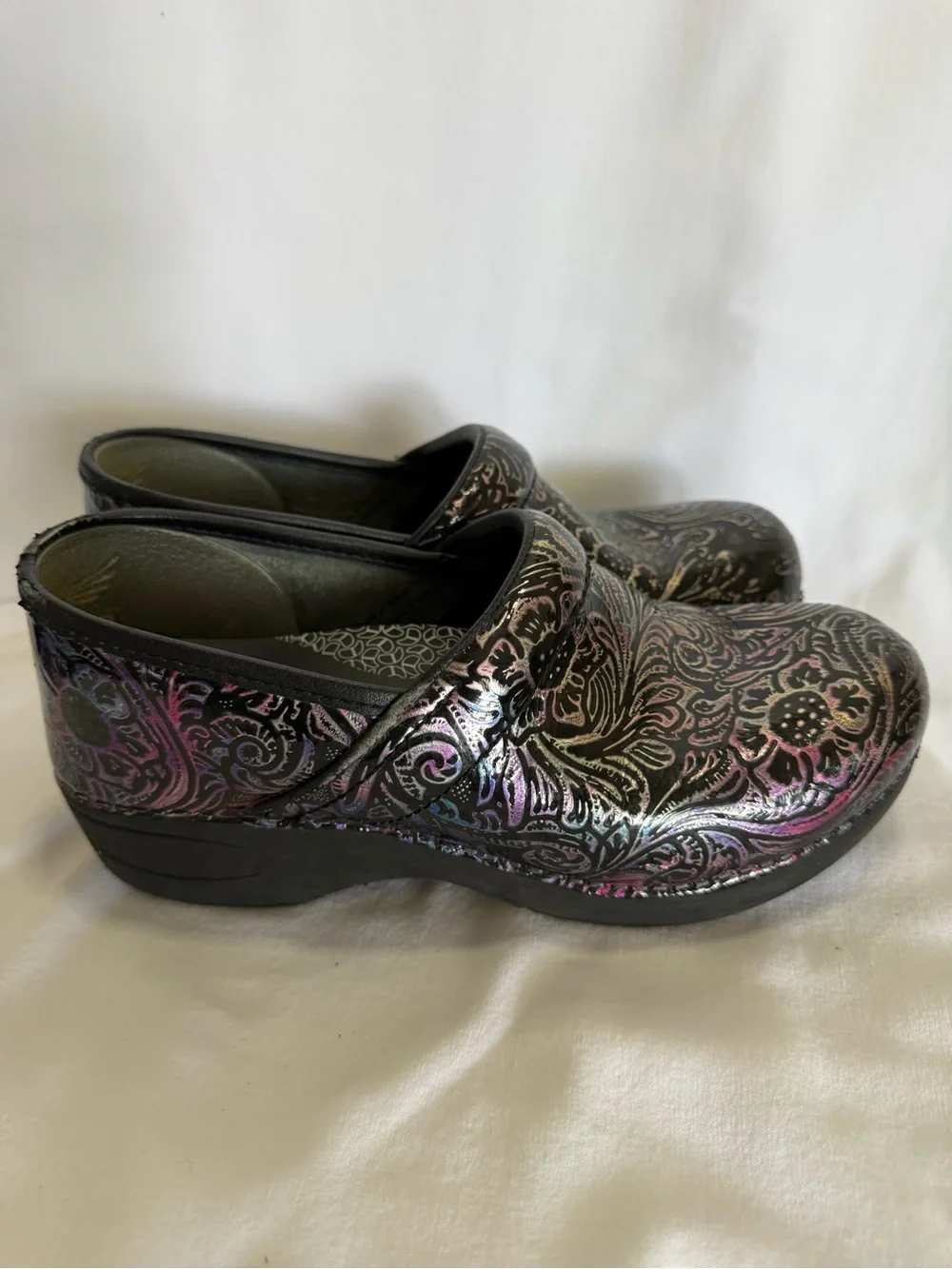 Women’s dansko XP 2.0 Slip-On Clog with Floral Metallic Pattern - Black